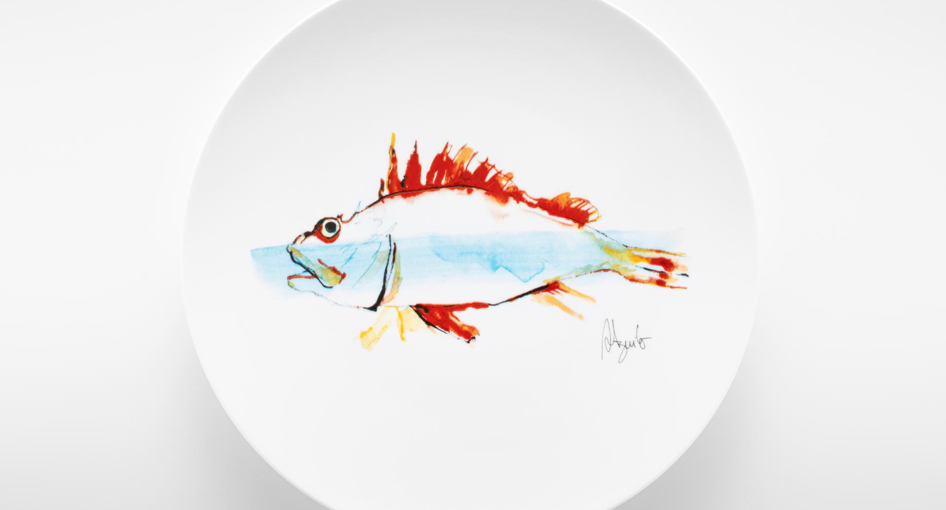 Plate painted by Rosa Aguiló - Red scorpionfish