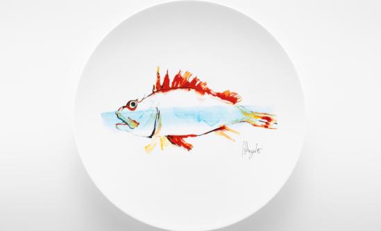 Plate painted by Rosa Aguiló - Red scorpionfish